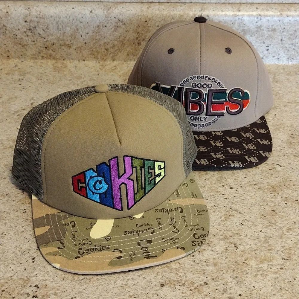 Cookies Camo And Vibes Only Embroidery Snapback Hat Bundle NWOT